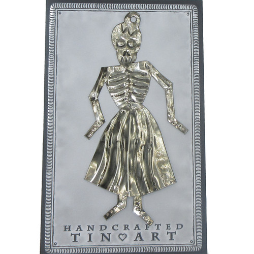 Handmade Tin Day Of The Dead Female Skeleton