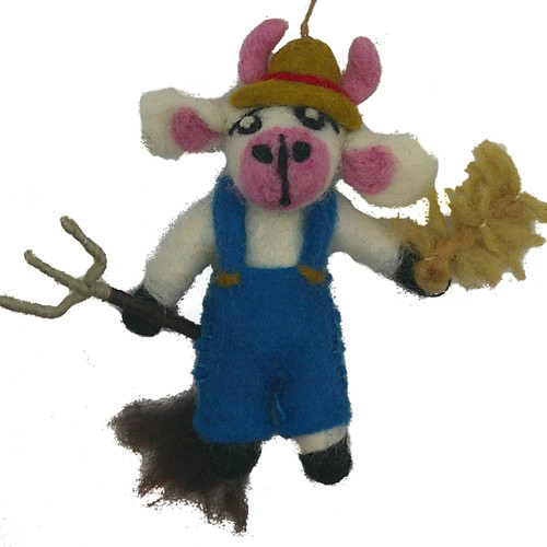 Felted Wool Ornament Angus The Cow