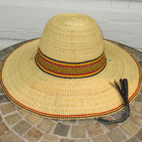 African Straw Hat with Chin Strap #161-Fits 23"-24" Head