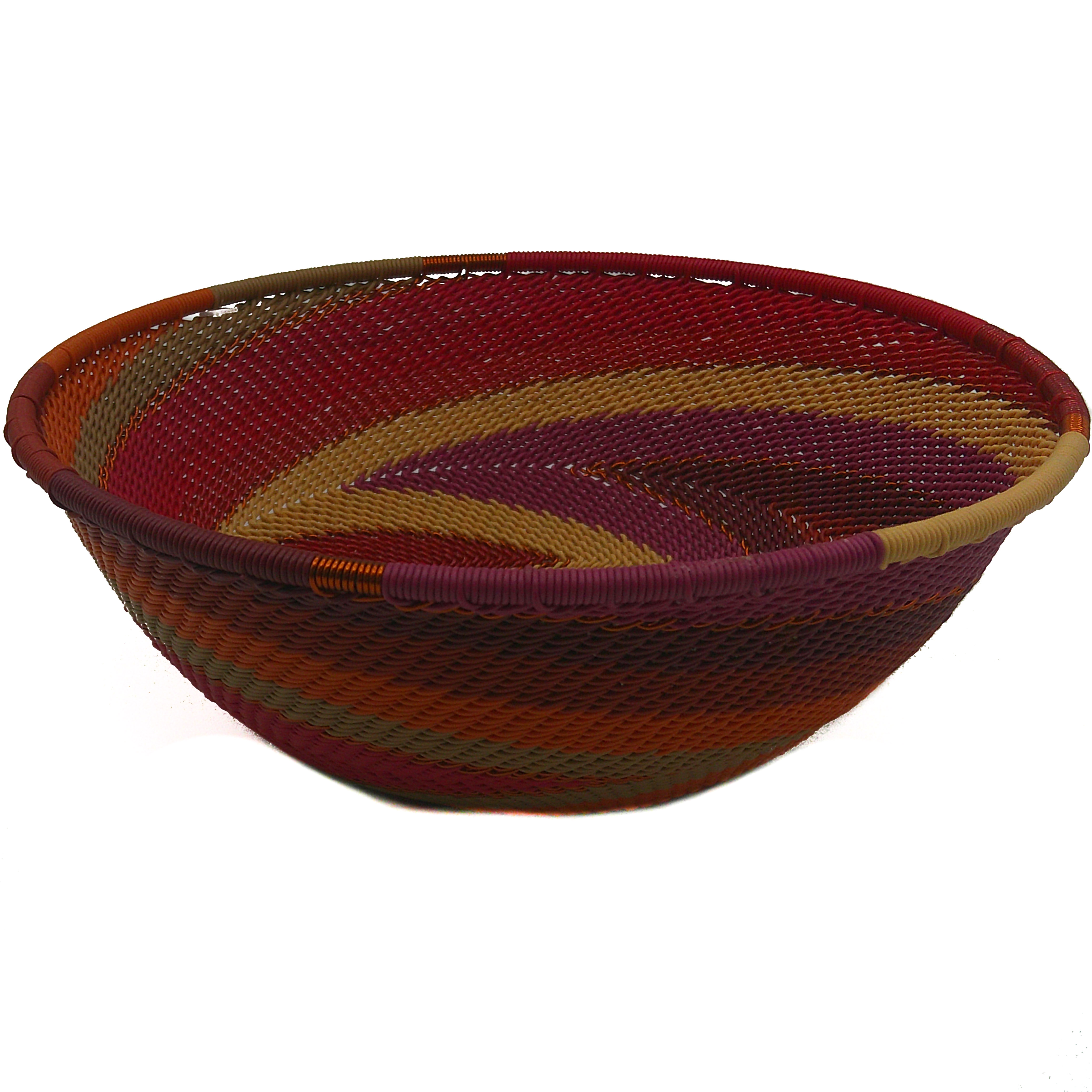 African Zulu Telephone Wire Basket Medium Wide Bowl 2