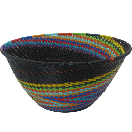 African Zulu Telephone Wire Basket Large Deep Bowl 8 Tango Zulu