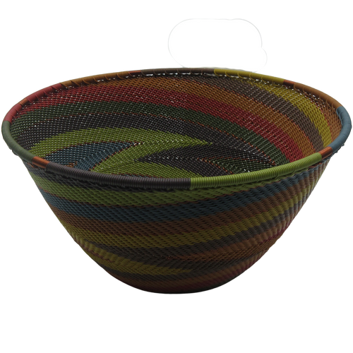 African Zulu Telephone Wire Basket Large Deep Bowl 19 Tango Zulu