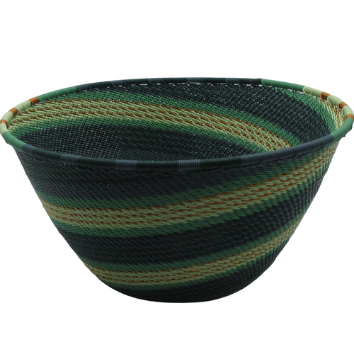 African Zulu Telephone Wire Basket Large Deep Bowl 22 African Basket