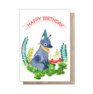 Greeting Card Happy Birthday Wolf Cub