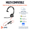 HP Poly Blackwire 3315 Monaural USB-C Headset +3.5mm Plug +USB-C/A Adapter - 8X217AA