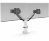 E2-2-248 |HAT DESIGN WORKS , DUAL ENVOY MONITOR ARM WITH TOP DOWN CLAMP/GROMMET MOUNT, WHITE - E2-2-248
