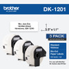 DK12013PK , Brother DK-1201 Standard Address Die-Cut Paper Labels, 1.14 x 3.5 in, 400/Roll, 3 Rolls/Pack - DK12013PK