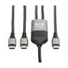 U420P-2X6-100W , Tripp Lite U420P-2X6-100W USB Cable USB 2.0 70.9" (1.8 m) USB C 2 x USB C Black, Gray