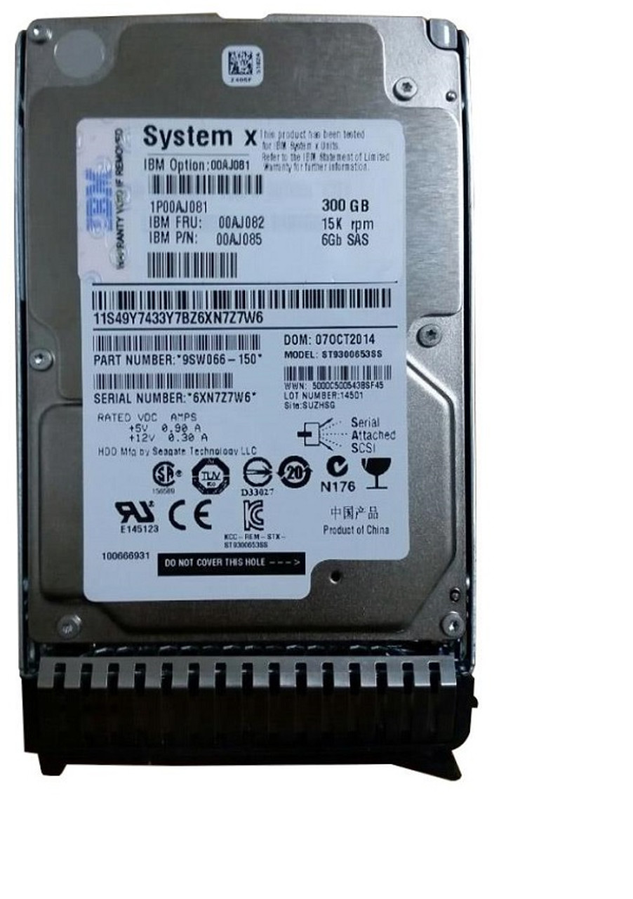 IBM 00AJ085 300gb 15000rpm Sas 6gbps 2.5inch Gen3 Hot Swap Hard Drive With Tray