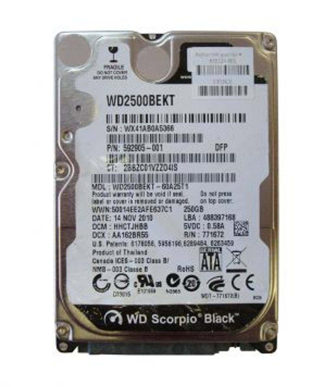 635124-001 HP 250GB 7200RPM SATA 3Gb/s 16MB Cache 2.5-i