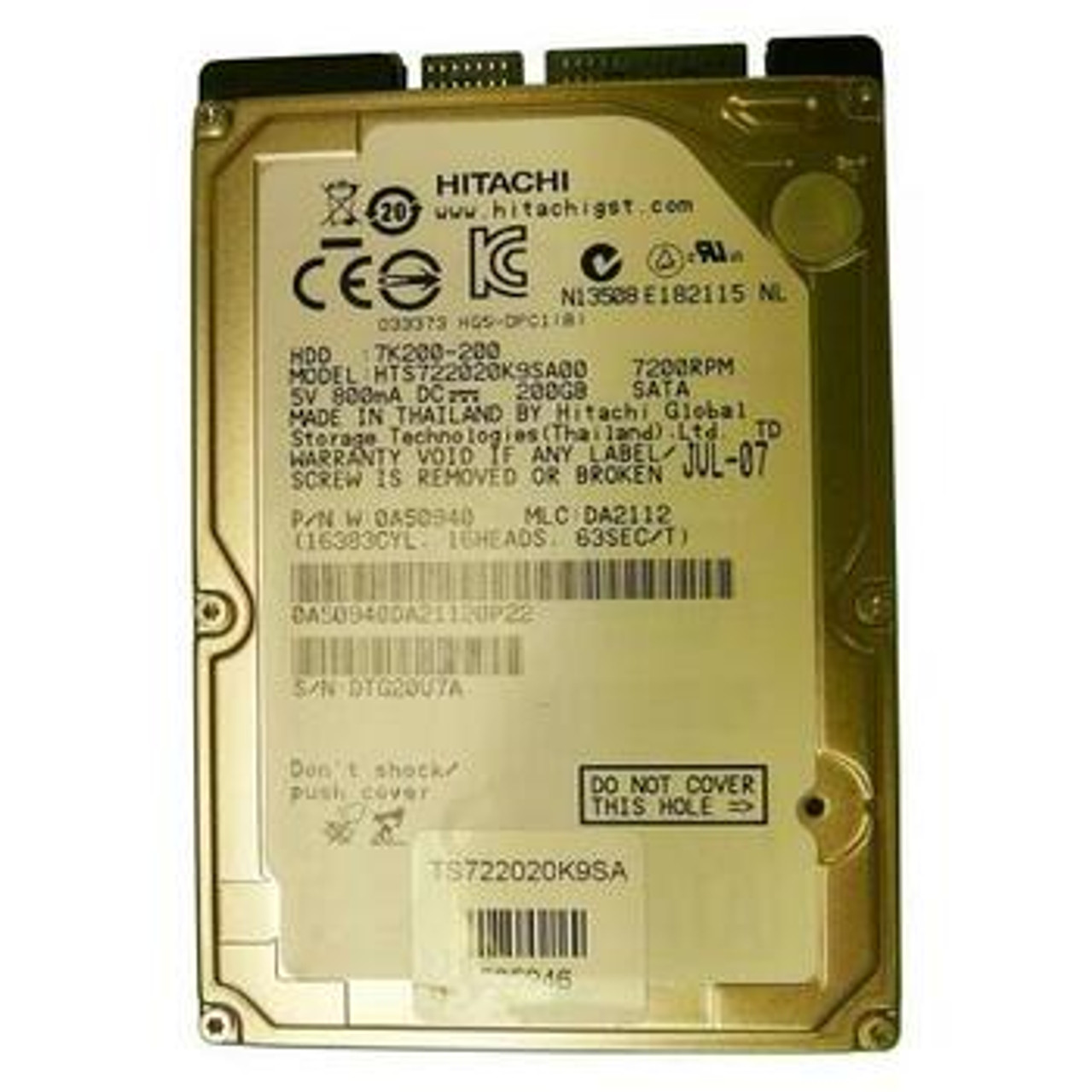 0A50940 Hitachi 200GB 7200RPM SATA 1.5 Gbps 2.5 16MB Cache Travelstar Hard Drive