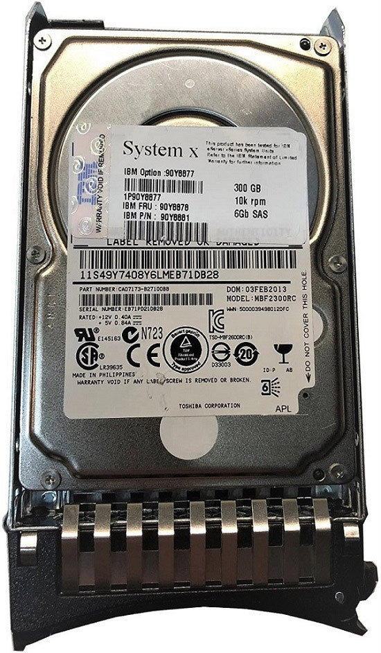 IBM 90Y8877 300gb 10000rpm Sas 6gbps 2.5inch Gen2 Hot Swap Hard Drive With Tray