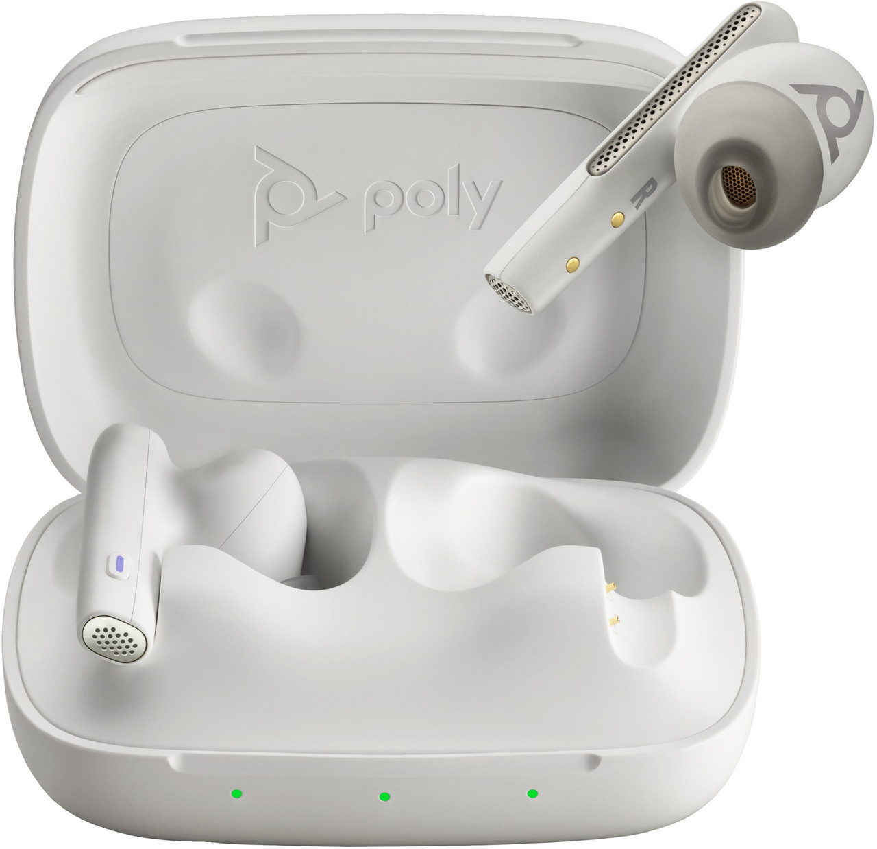 7Y8L6AA | POLY Voyager Free 60 UC M White Sand Earbuds +BT700 USB-C Adapter +Basic Charge Case