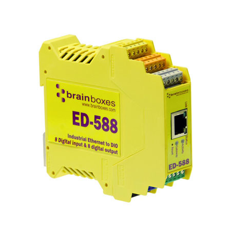 ED-588 , Brainboxes Ethernet to Digital electrical relay Yellow - ED-588