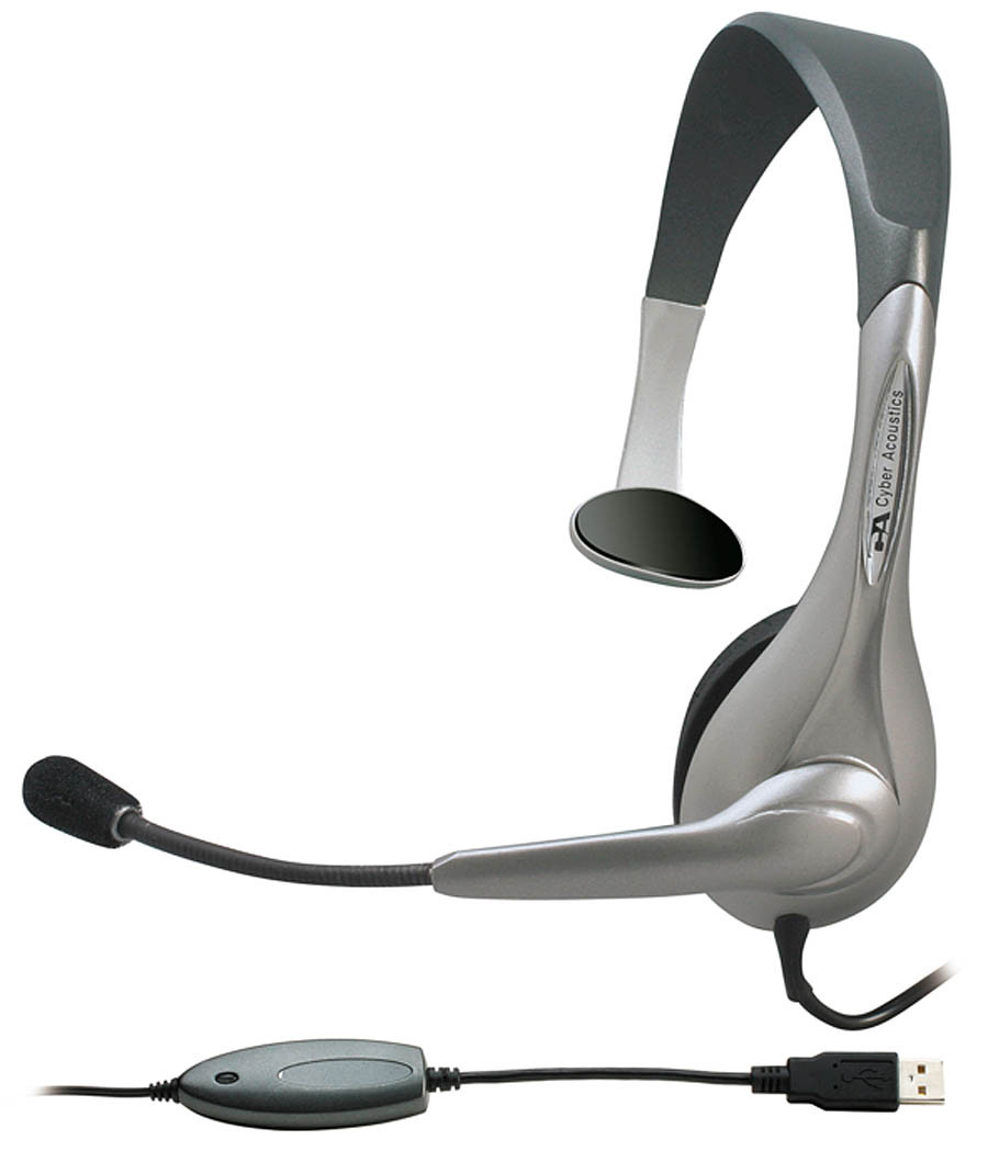 AC-840 , Cyber Acoustics AC-840 headphones/headset Wired Office/Call center USB Type-A Black, Silver
