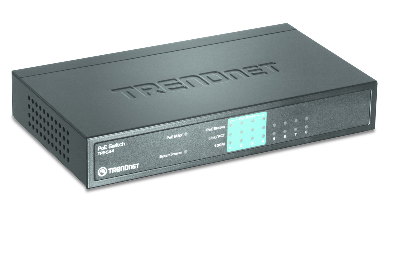 TPE-S44 , Trendnet TPE-S44 network switch Unmanaged Power over Ethernet (PoE) Blue