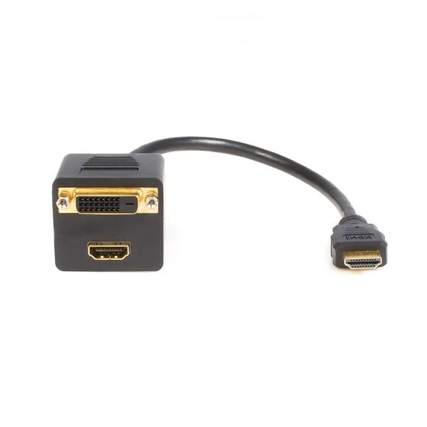 HDMISPL1DH , StarTech.com HDMISPL1DH video cable adapter 11.8" (0.3 m) HDMI HDMI + DVI-D Black