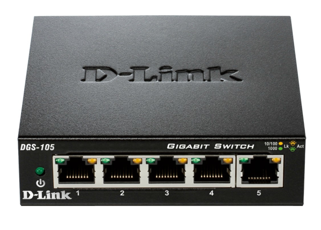DGS-105 , D-Link DGS-105 network switch Unmanaged L2 Gigabit Ethernet (10/100/1000) Desktop Black