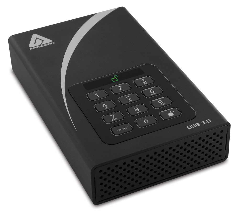 ADT-3PL256-2000 , Apricorn Aegis Padlock DT 2TB external hard drive 3.5" USB Type-B 3.2 Gen 1 (3.1 Gen 1) Black - ADT-3PL256-2000
