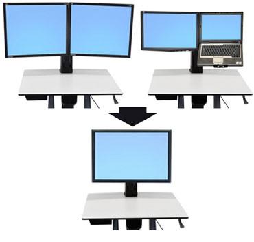 97-607 , Ergotron WorkFit Convert-to-Single HD Kit from Dual or LCD & Laptop 30" Desk - 97-607