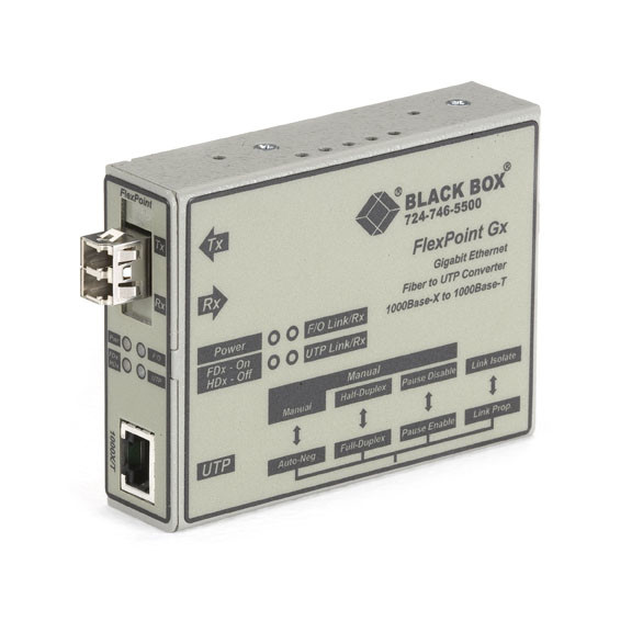 LMC1012A , Black Box FlexPoint 1000BASE-T to 1000BASE-SX, LC network media converter 1000 Mbit/s 850 nm Multi-mode - LMC1012A