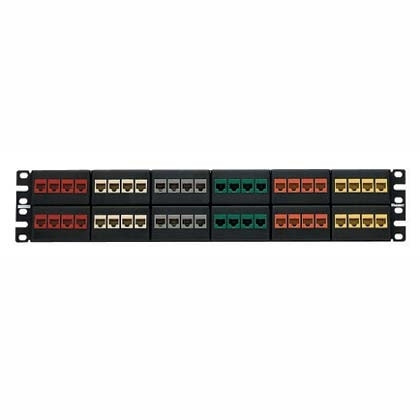 NKFP48Y , Panduit 48-port modular patch panel with twelve removable four position modular faceplates 2U - NKFP48Y