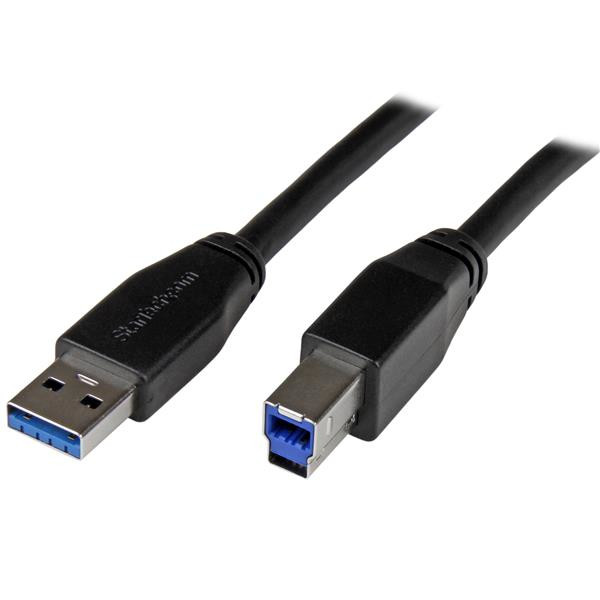 USB3SAB5M , StarTech.com USB3SAB5M USB cable USB 3.2 Gen 1 (3.1 Gen 1) 196.9" (5 m) USB A USB B 5 Gbit/s Black