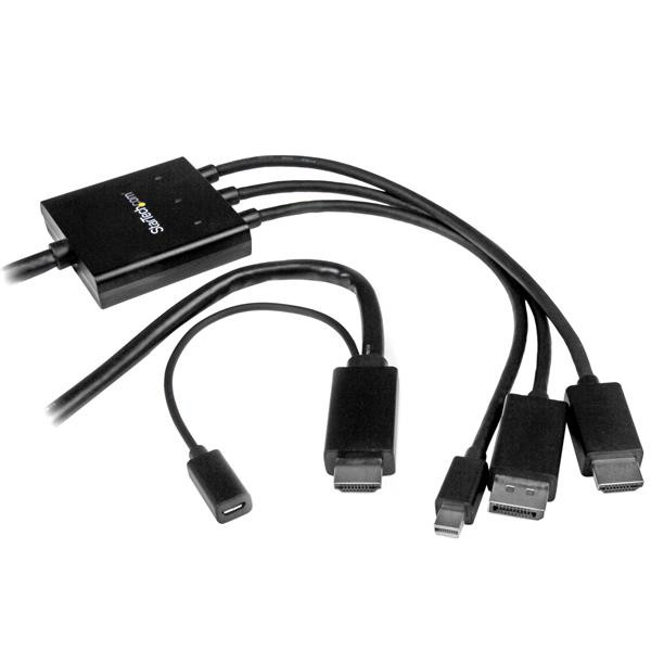 DPMDPHD2HD , StarTech.com DPMDPHD2HD video cable adapter 78.7" (2 m) DisplayPort + Mini DisplayPort + HDMI HDMI + USB Black