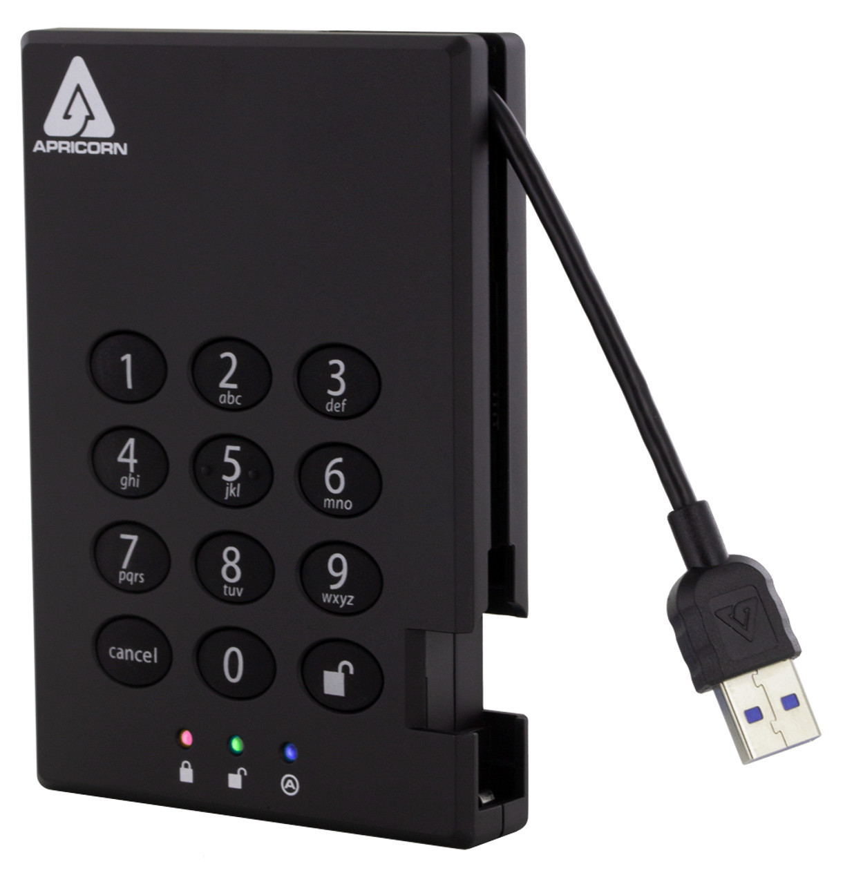 A25-3PL256-S2000 , Apricorn Aegis Padlock 3.0 2 TB USB Type-A 3.2 Gen 1 (3.1 Gen 1) Black - A25-3PL256-S2000