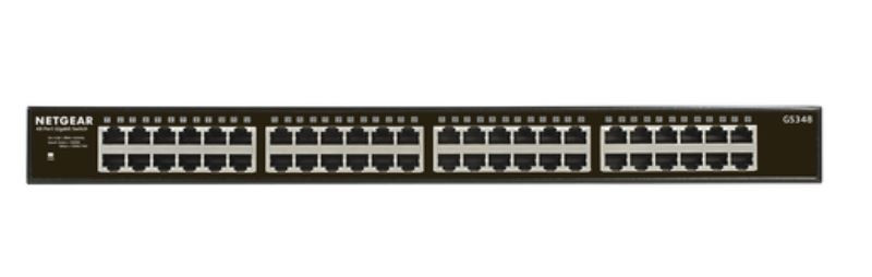 GS348-100NAS , NETGEAR GS348 Unmanaged Gigabit Ethernet (10/100/1000) 1U Black - GS348-100NAS