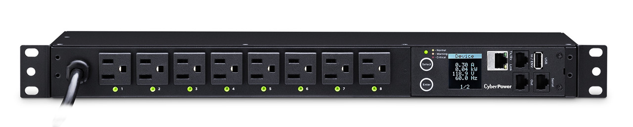 PDU41001 , CyberPower PDU41001 power distribution unit (PDU) 8 AC outlet(s) 1U Black