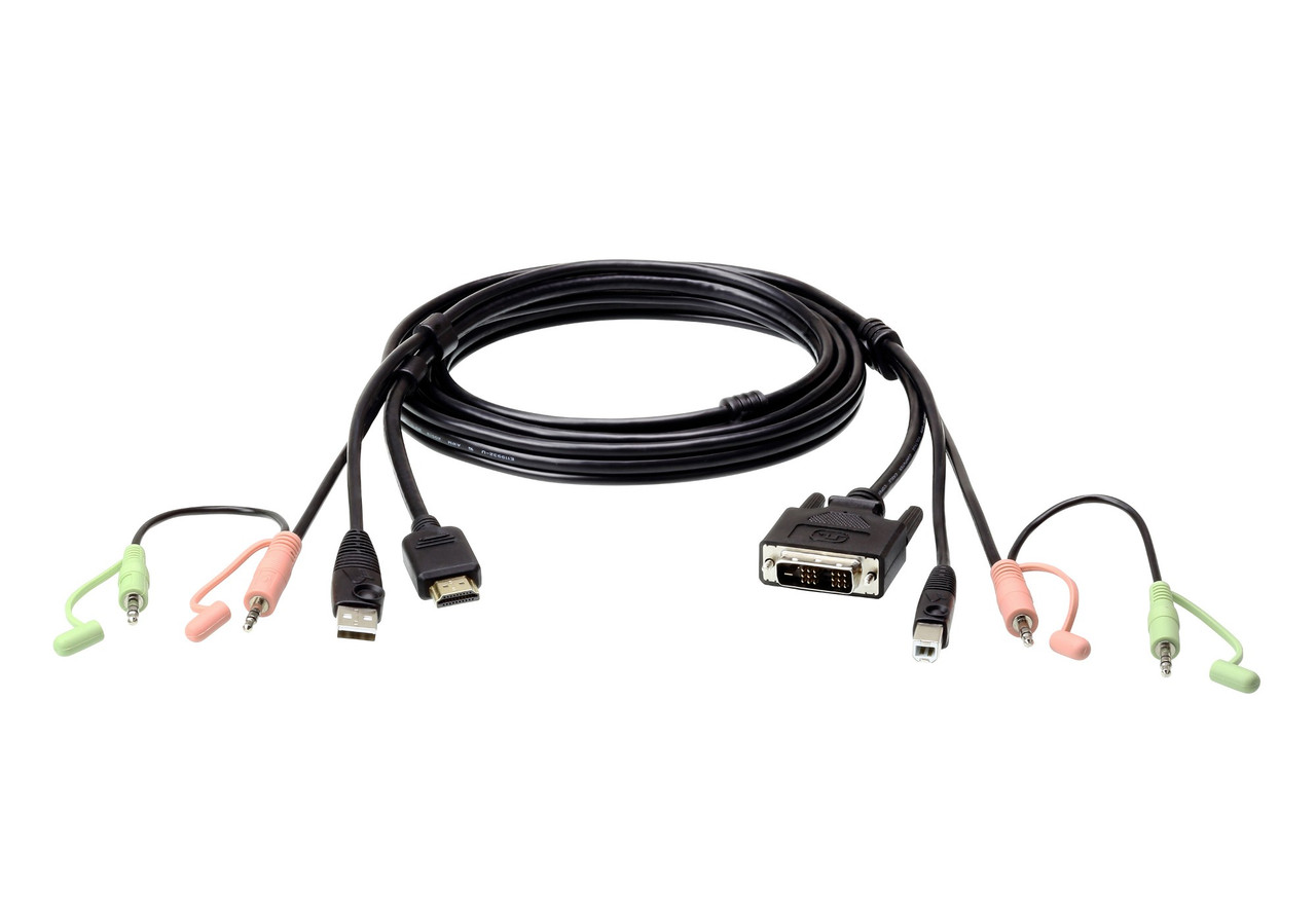 2L7D02DH , ATEN 2L-7D02DH KVM cable Black 70.9" (1.8 m)