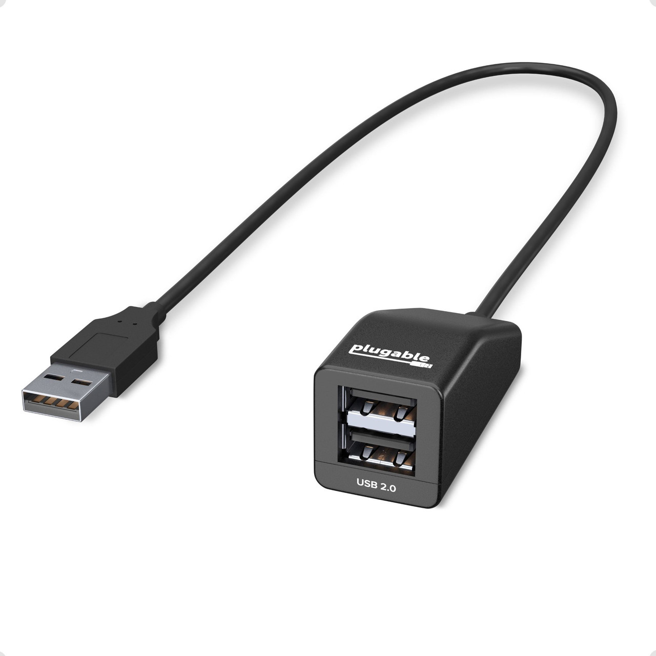USB2-2PORT , Plugable Technologies USB2-2PORT interface hub USB 2.0 480 Mbit/s Black