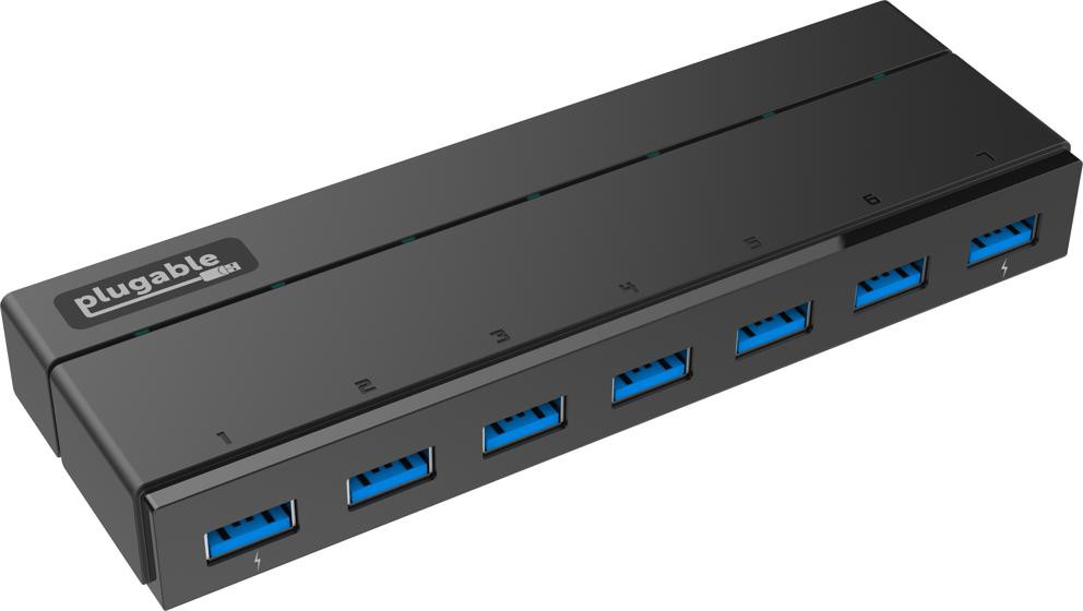 USB3-HUB7C , Plugable Technologies USB3-HUB7C interface hub USB 3.2 Gen 1 (3.1 Gen 1) Type-A 5000 Mbit/s Black