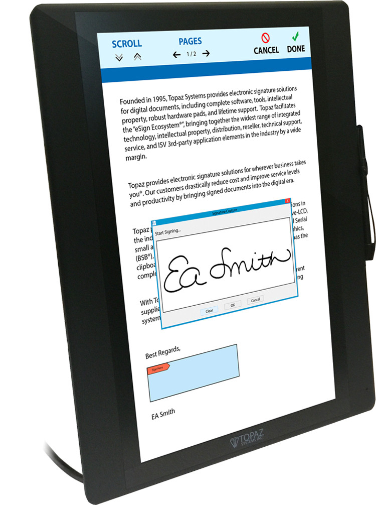 TD-LBK156VA-USB-R , Topaz Systems TD-LBK156VA-USB-R signature capture pad 15.6" Black LCD