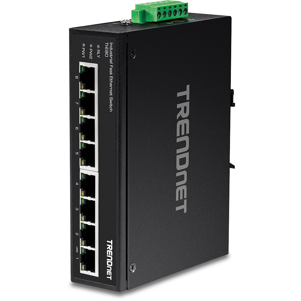 TI-E80 , Trendnet TI-E80 network switch Unmanaged Fast Ethernet (10/100) Black
