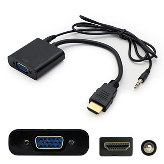 HDMI2VGAA-5PK , AddOn Networks HDMI2VGAA-5PK video cable adapter HDMI Type A (Standard) VGA (D-Sub) + 3.5mm Black