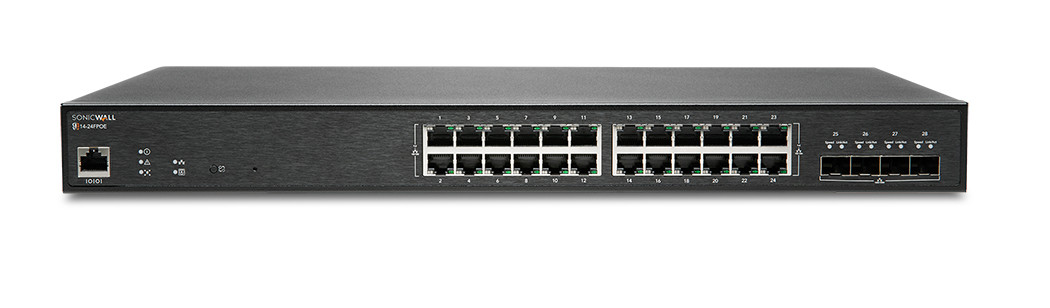 02-SSC-8376 , SonicWall SWS14-24FPOE Managed L2 Gigabit Ethernet (10/100/1000) Power over Ethernet (PoE) 1U Black