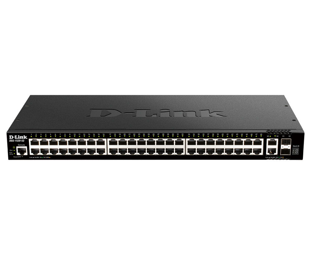 DGS-1520-52 , D-Link DGS-1520-52 network switch Managed L3 10G Ethernet (100/1000/10000) 1U Black