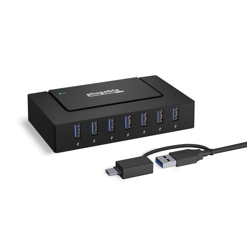 USBC-HUB7BC , Plugable Technologies USBC-HUB7BC interface hub USB 3.2 Gen 1 (3.1 Gen 1) Type-C 5000 Mbit/s Black