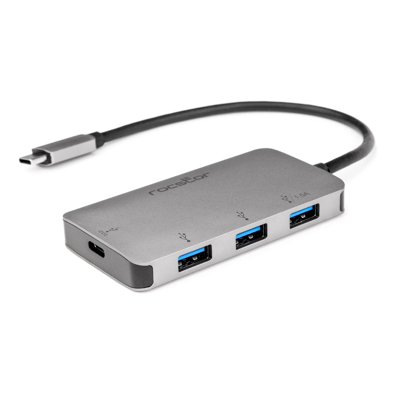 Y10A254-A1 , Rocstor Y10A254-A1 interface hub USB 3.2 Gen 1 (3.1 Gen 1) Type-C 5000 Mbit/s Black, Silver