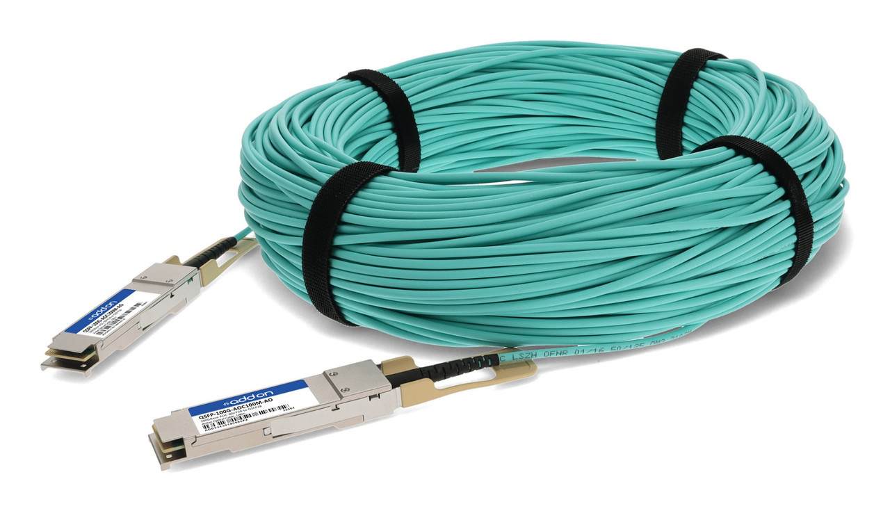 QSFP-100G-AOC100M-AO , AddOn Networks QSFP-100G-AOC100M-AO InfiniBand/fibre optic cable 3937" (100 m) QSFP28 AOC