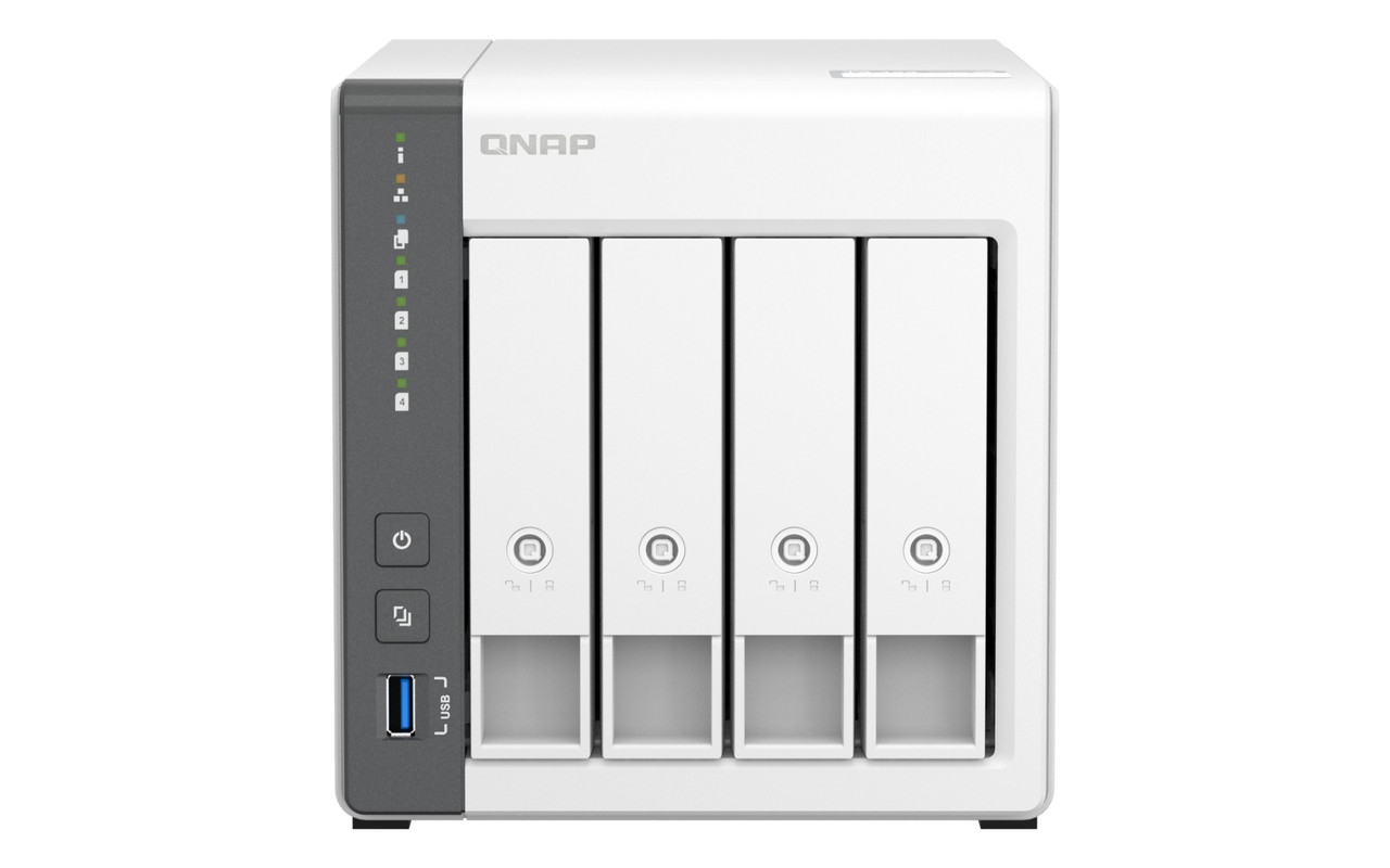 TS-433-4G-US , QNAP TS-433 NAS Tower ARM Cortex-A55 4 GB 0 TB QNAP Turbo System White