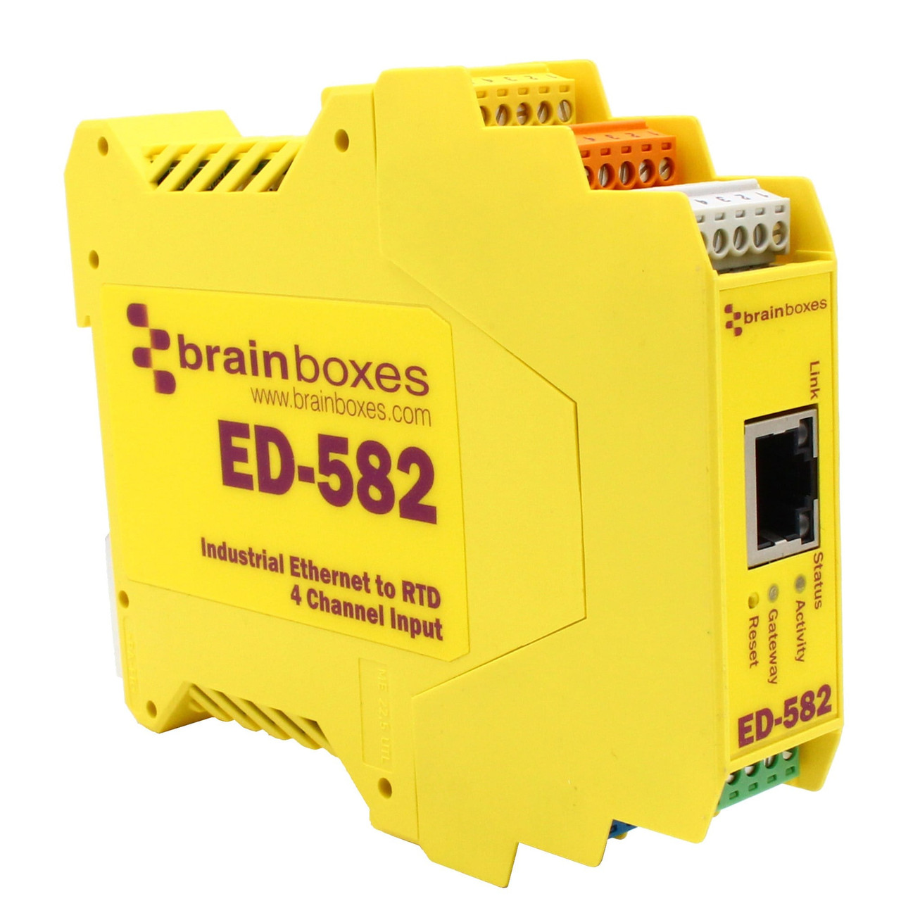 Brainboxes ED-582 network switch Unmanaged Fast Ethernet (10/100) DIN rail Yellow