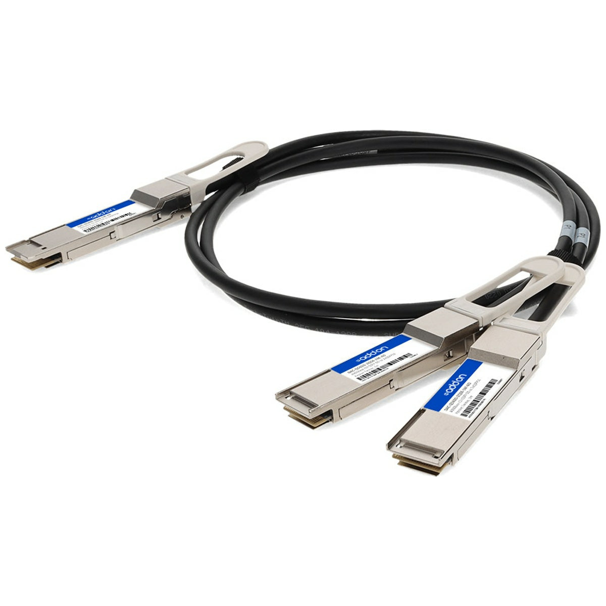 AddOn Networks DAC-Q56DD2Q282-5M-AO InfiniBand/fibre optic cable 98.4" (2.5 m) QSFP-DD 2x QSFP28 Black, Metallic