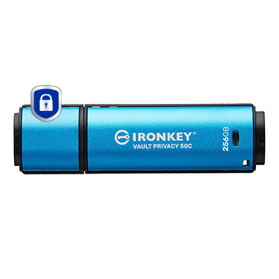 Kingston Technology IronKey 256GB USB-C Vault Privacy 50C AES-256 Encrypted, FIPS 197 - IKVP50C/256GB