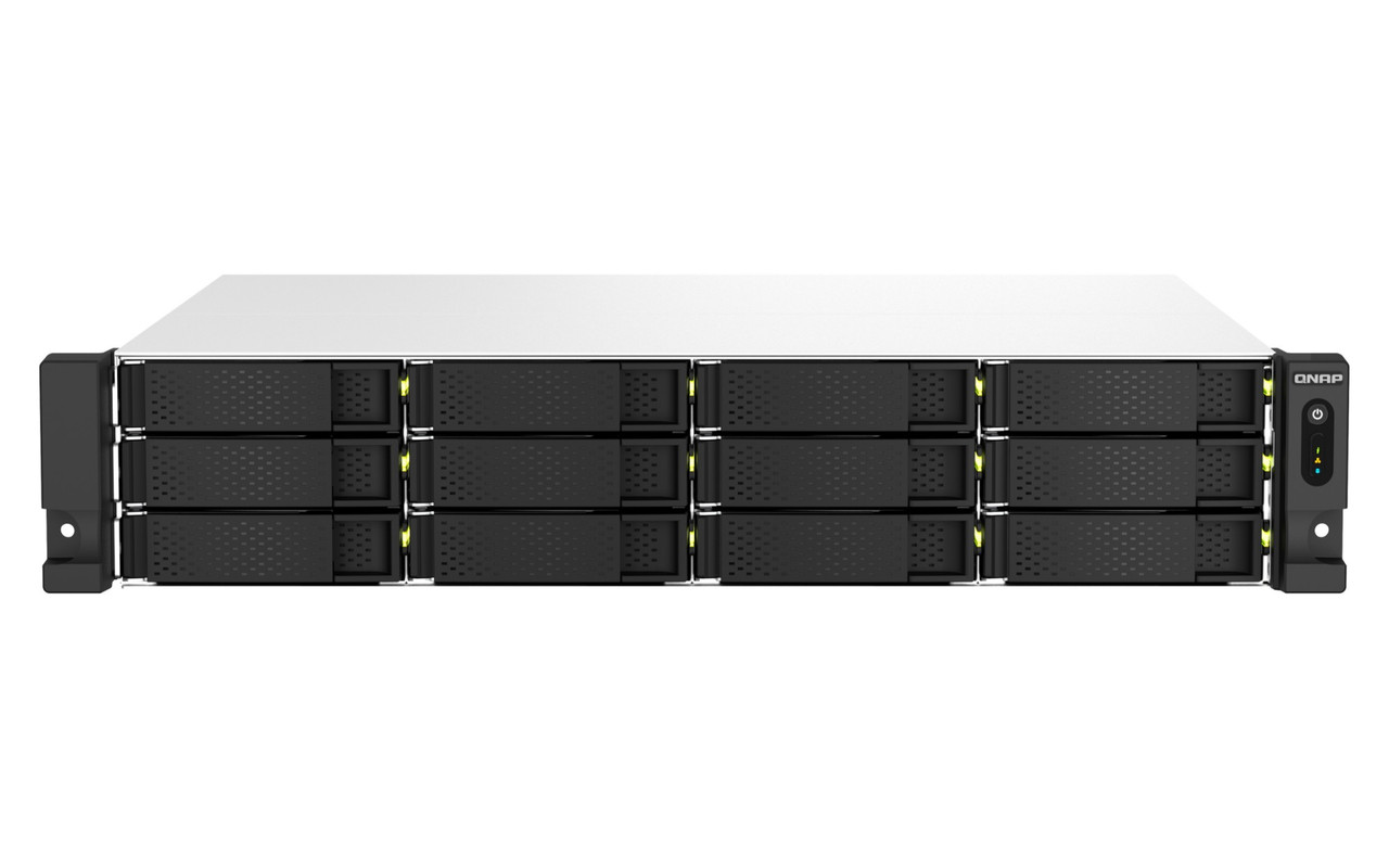 QNAP TS-1264U-RP NAS Rack (2U) Intel® Celeron® 8 GB DDR4 0 TB QNAP QTS Aluminum, Black - TS-1264U-RP-8G-US