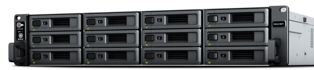 Synology RackStation RS2423+ NAS/storage server Rack (2U) Ryzen Embedded V1780B 8 GB DDR4 0 TB DiskStation Manager Black, Gray