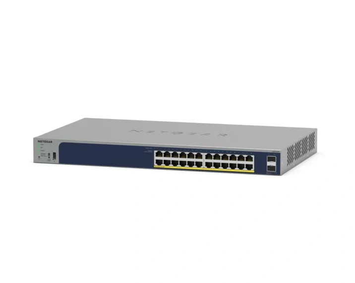 NETGEAR GS724TPv3 Managed L2/L3/L4 Gigabit Ethernet (10/100/1000) Power over Ethernet (PoE) 1U Gray, Blue - GS724TP-300NAS