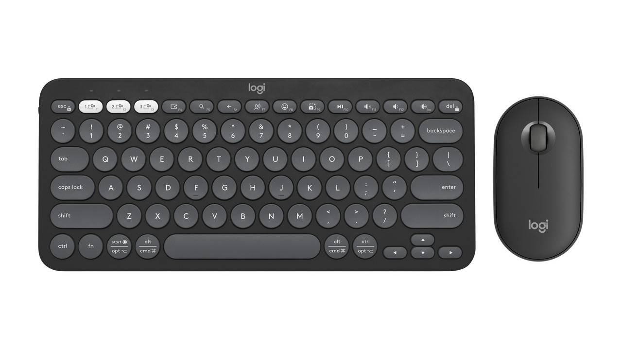 Logitech Pebble 2 Combo keyboard Mouse included Universal RF Wireless + Bluetooth QWERTY English Graphite - 920-012061